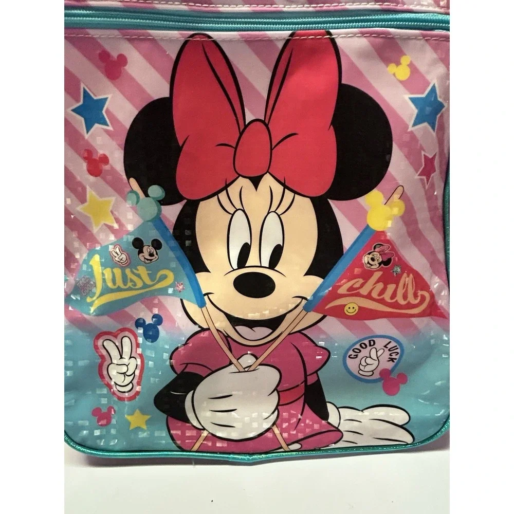 Disney Minnie Mouse Kids 16 inch Backpack Pink Blue Feel Good Reflective School‎